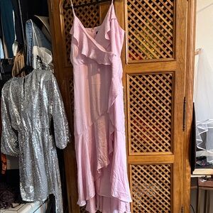 Express Light Pink V-Neck Dress